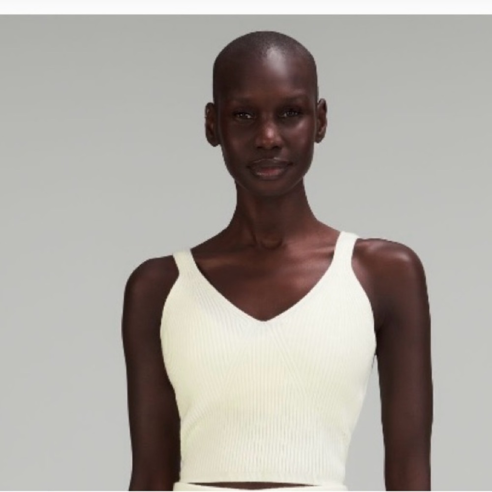 Lululemon Athletica White Ribbed Tank Top